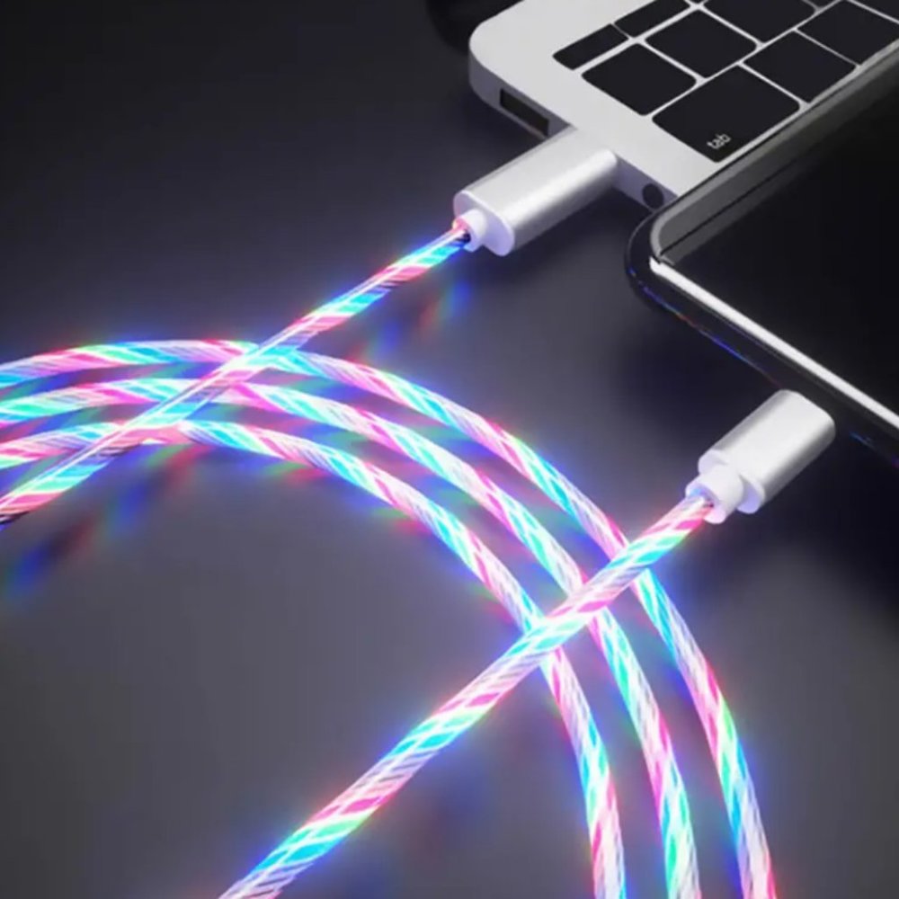 Multicolor LED light Charging Cable For Android And iPad Models That Use USB-C